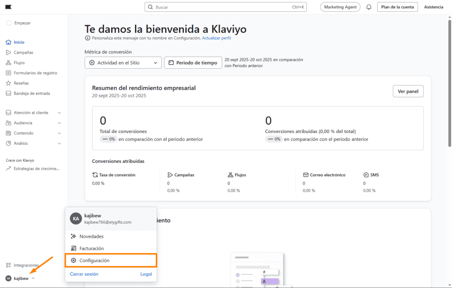 Cómo conectar Klaviyo con un formulario de Elementor - Crear clave API Klaviyo