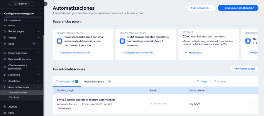 wix automatizaciones